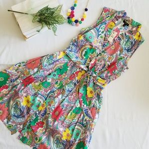 NWT Colorful Button up Paisley Dress